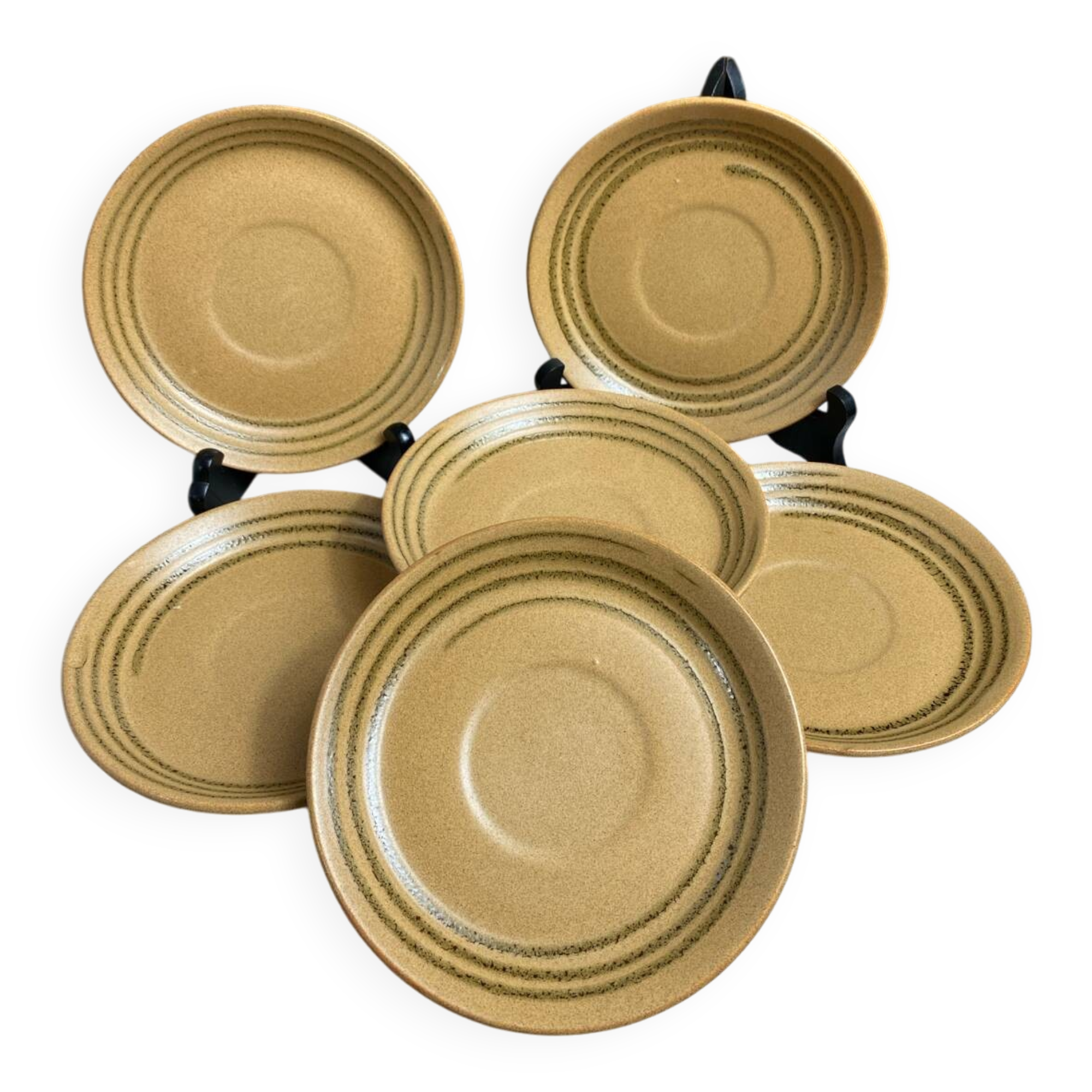 Six stoneware dessert plates with Sarreguemines spiral