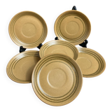 Six assiettes à dessert en grès avec spirale Sarreguemines