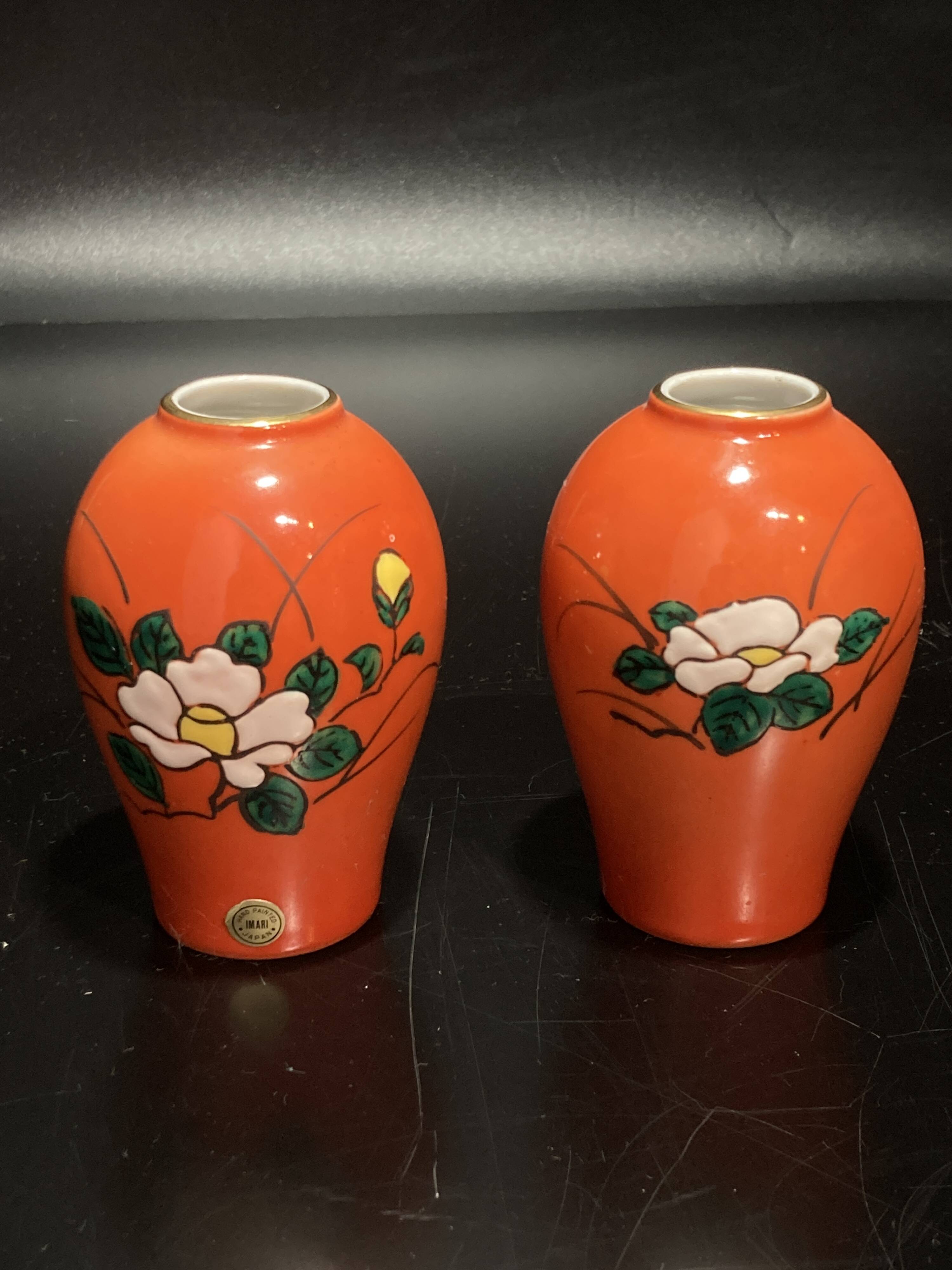 Pair of miniature IMARI porcelain vases made in Japan