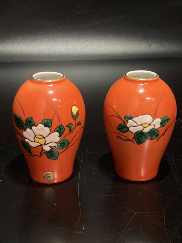 Paire de vases miniatures en porcelaine IMARI made in Japan