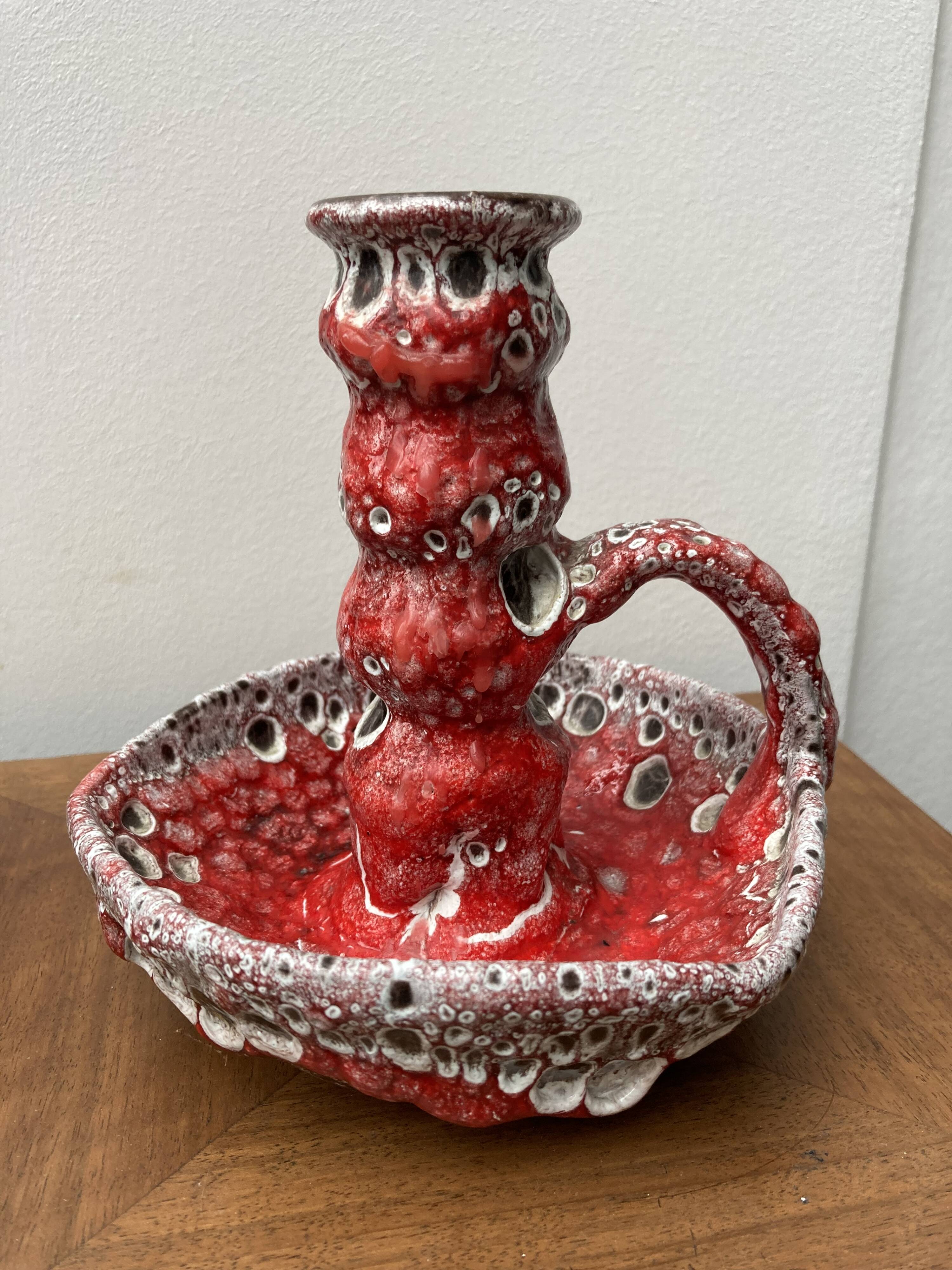 60s candle holder in red Fat Lava