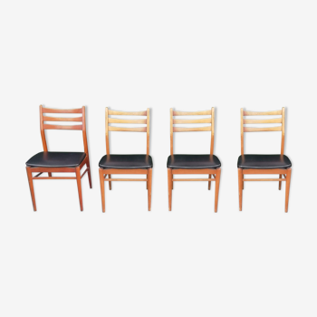 Lot of 4 vintage scandinavian chairs 1960