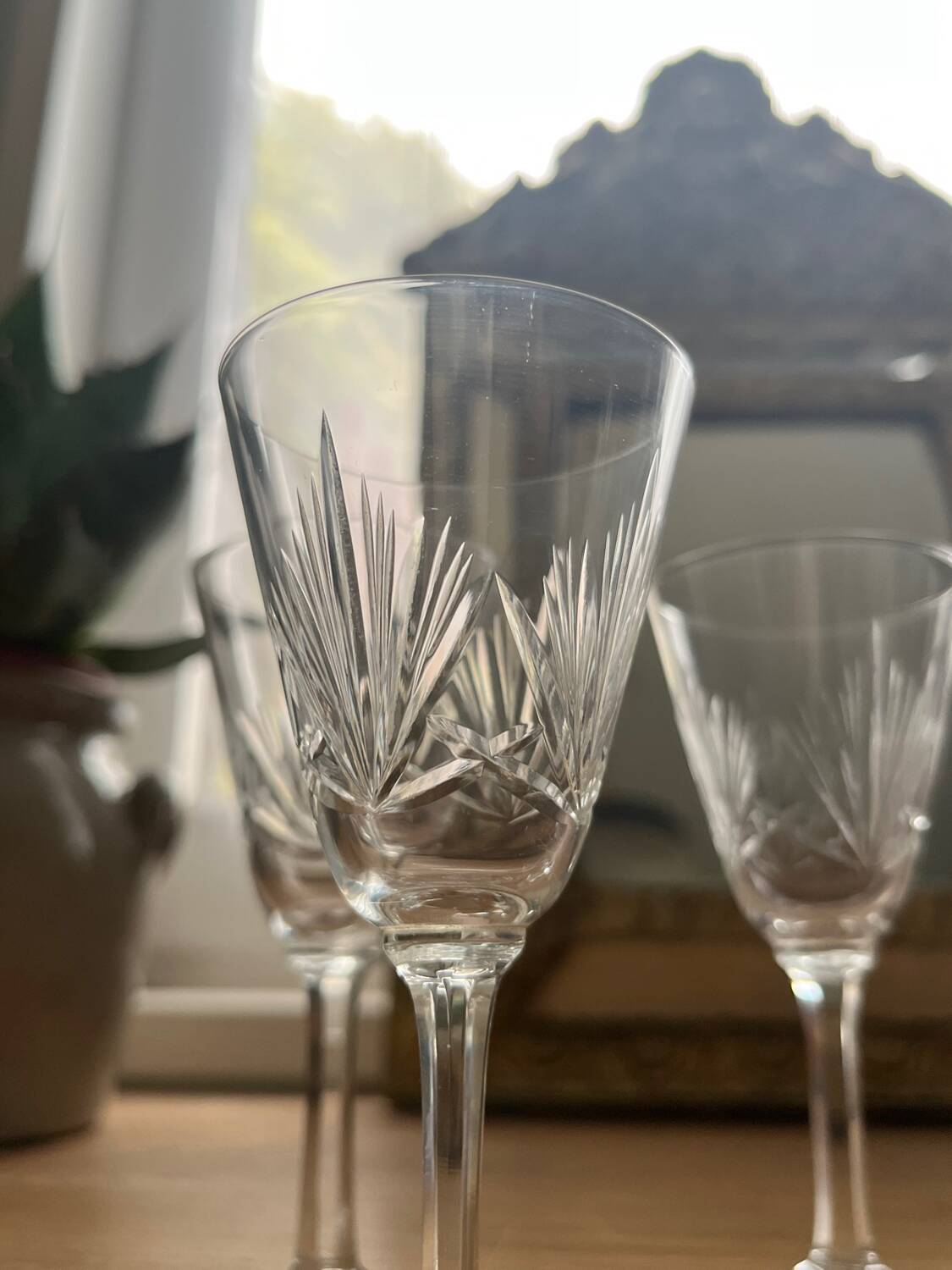 Cut crystal liqueur glasses