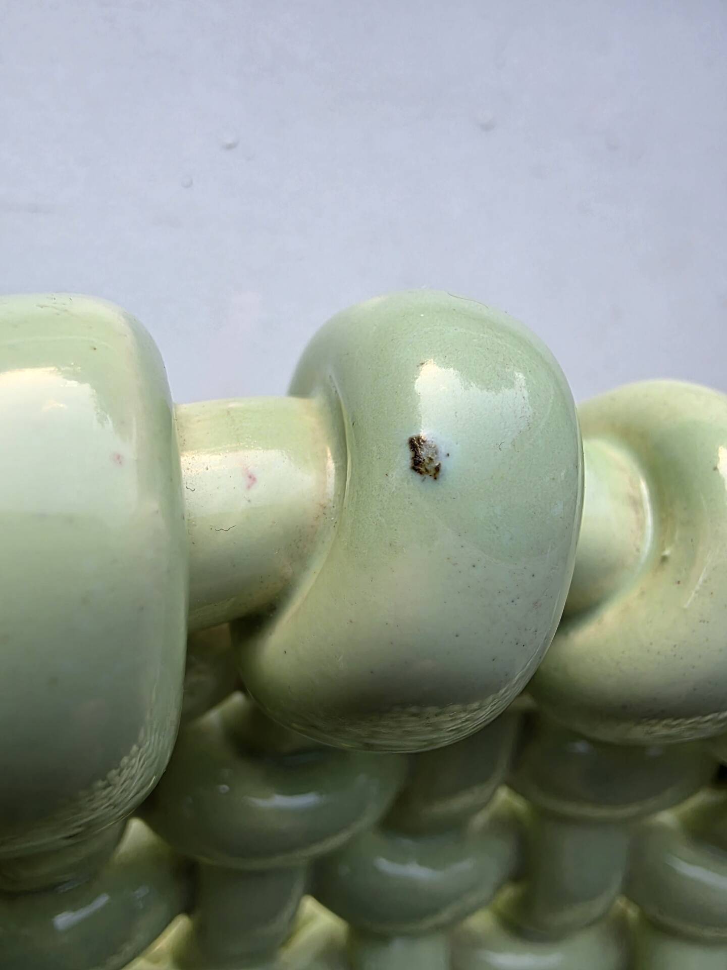 Light green woven ceramic basket Jérome Massier Vallauris