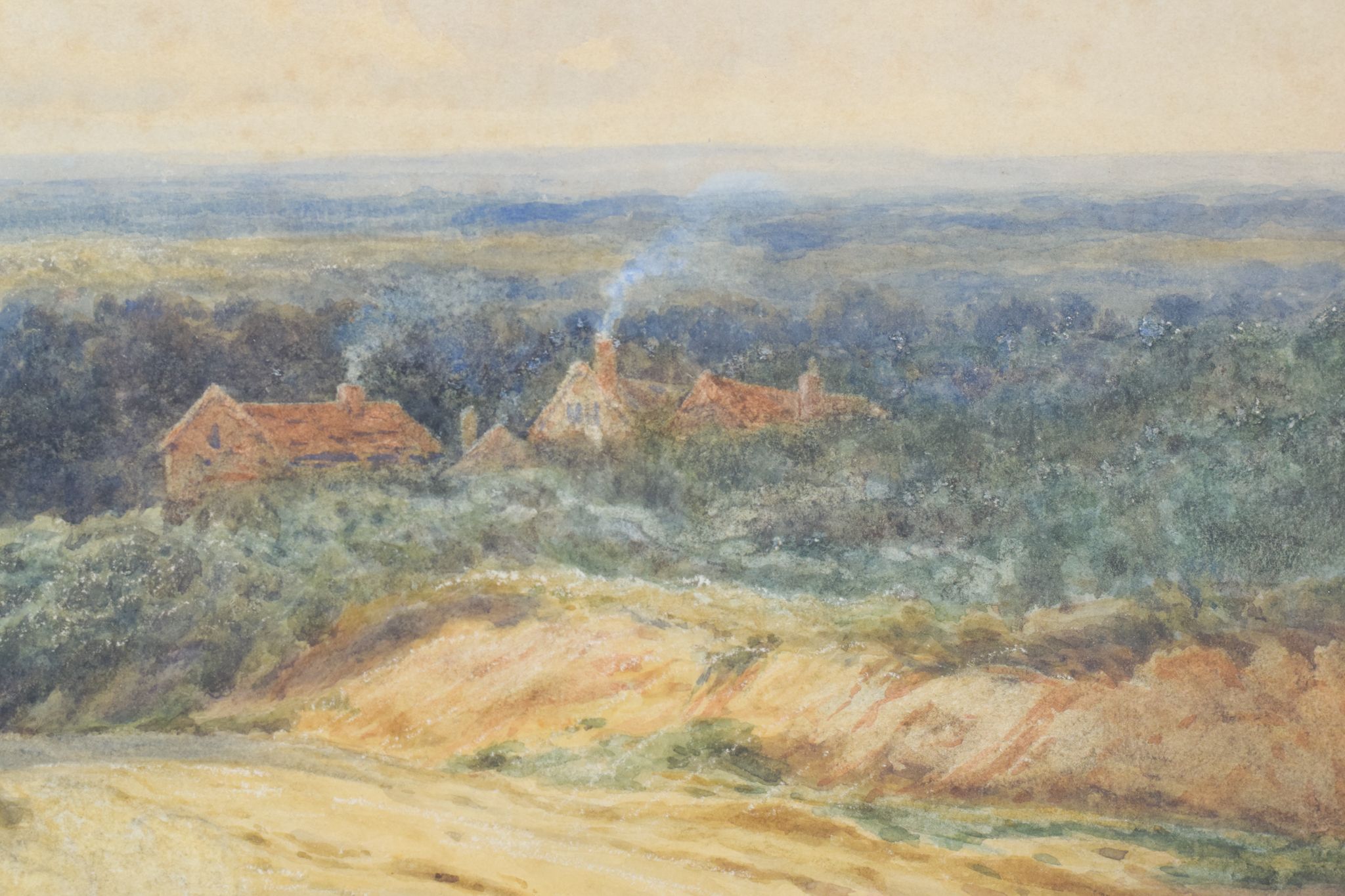 Aquarelle 'Paysage rural' par James Edward Grace