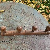 Coat rack in carved and varnished wood, imitation bamboo, 4 hooks