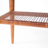 Table basse en bois et rotin