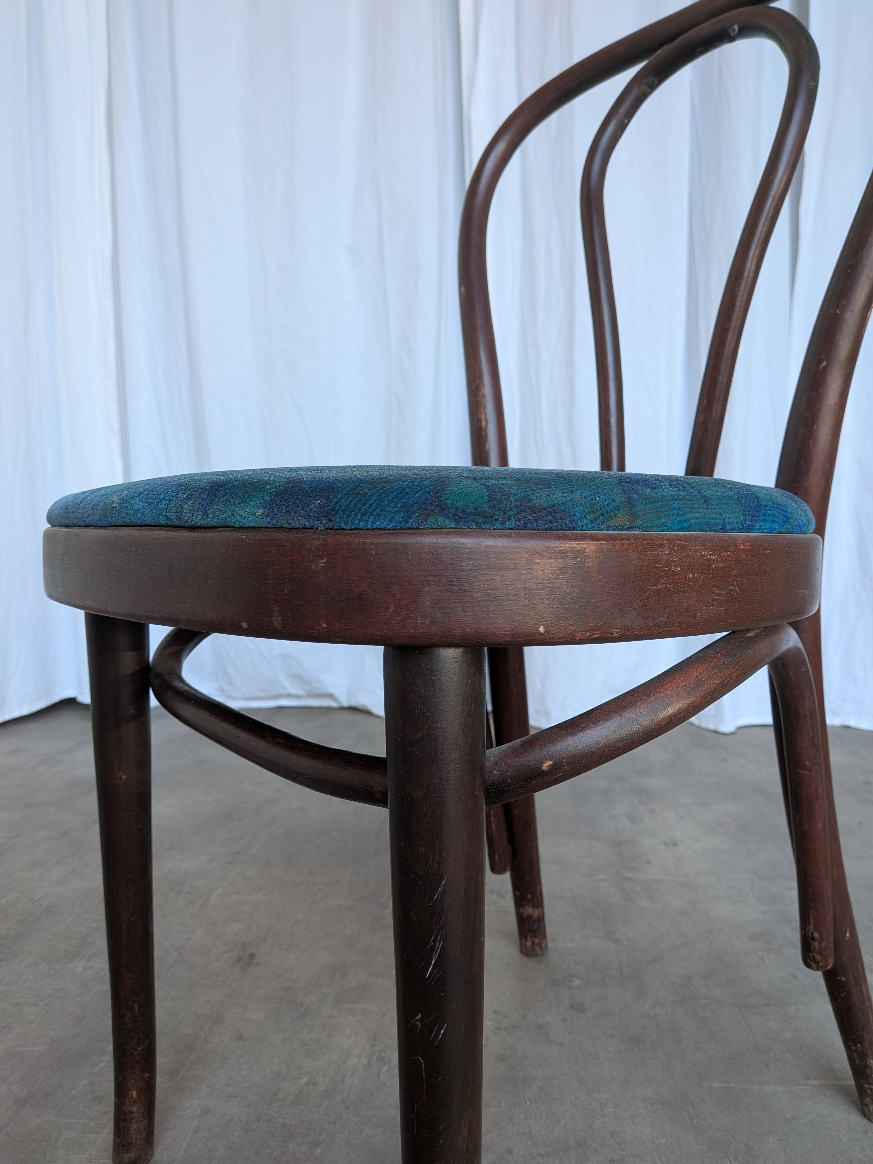 Vintage Bentwood Chair with Upholstered Seat / Thonet Style Dining Chair /