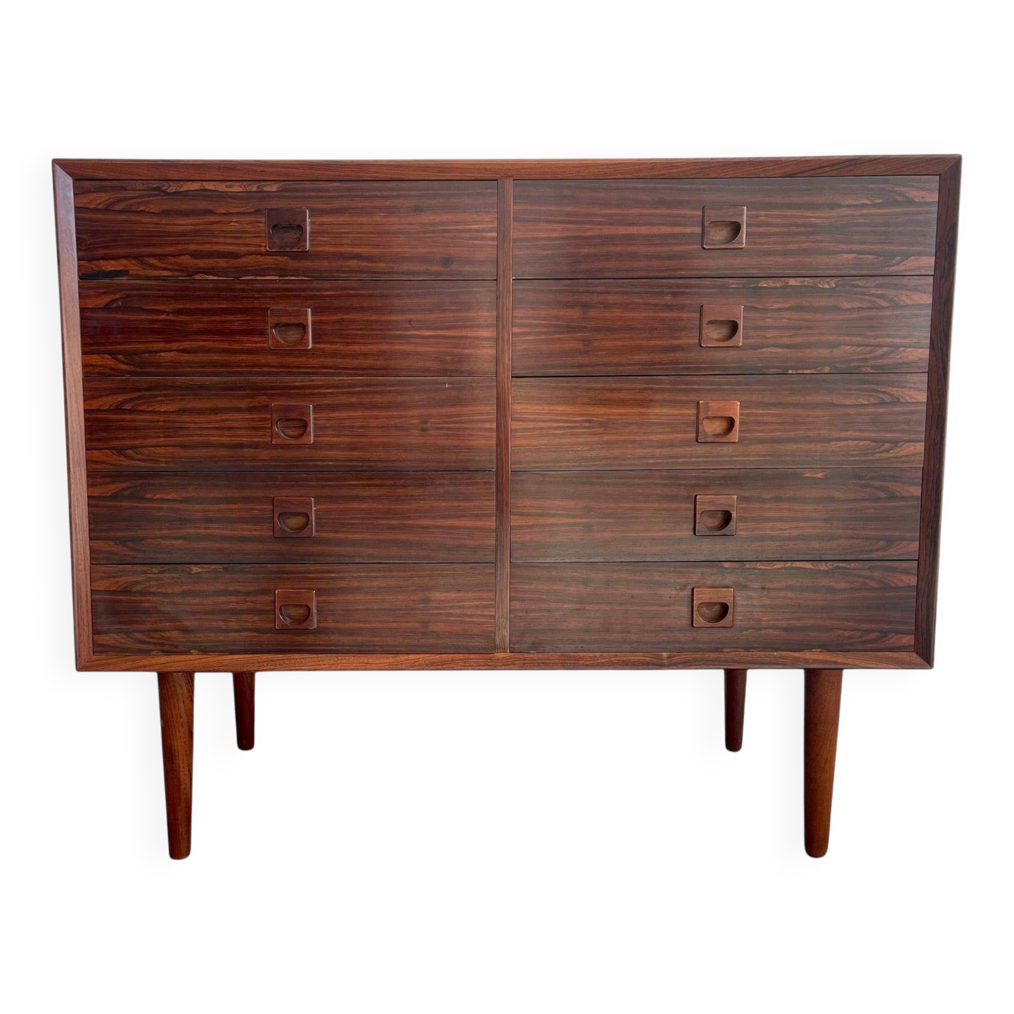 Commode moderne danoise en bois dur avec dix tiroirs