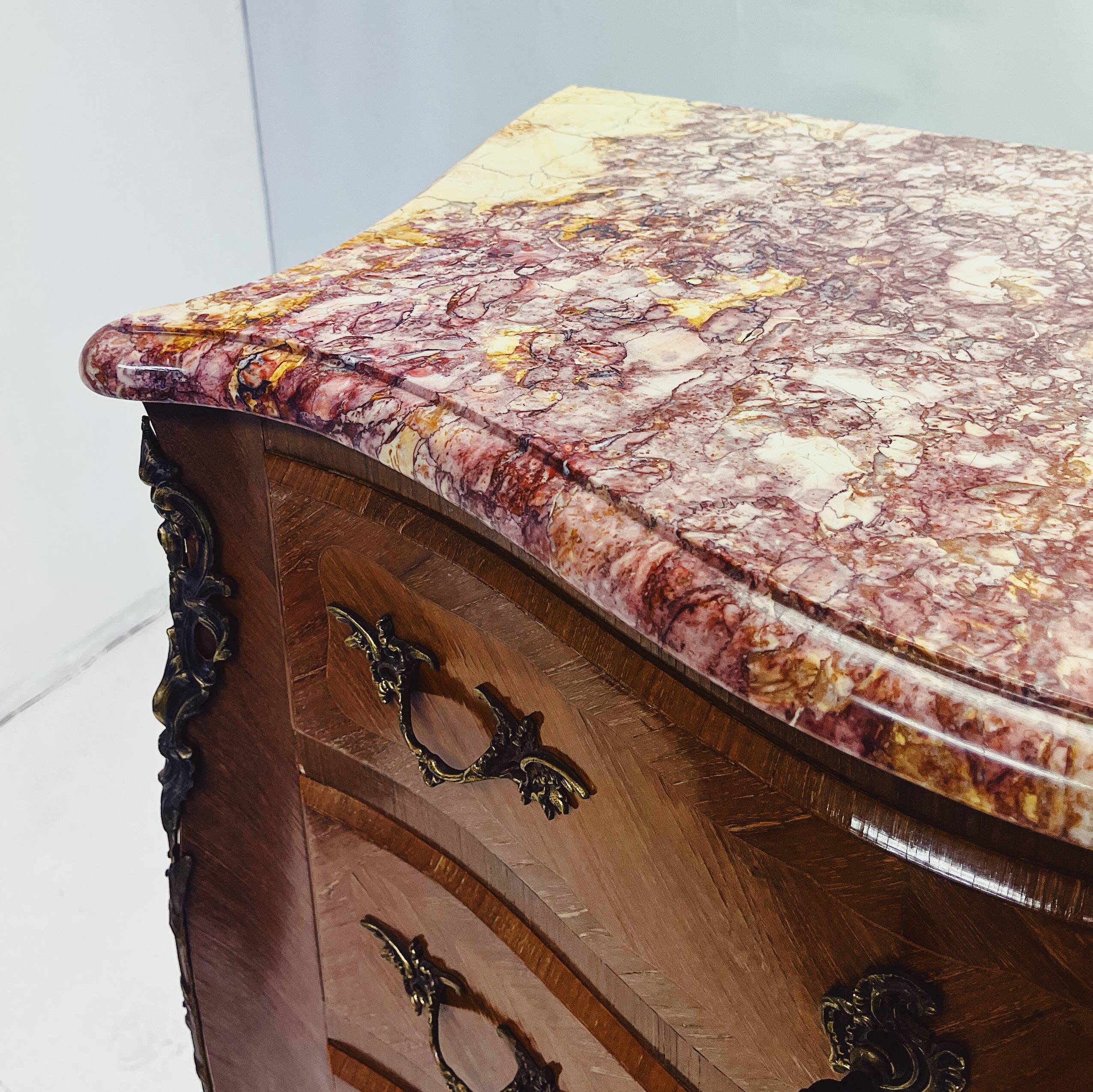 Elegant Louis XV Walnut Chest of Drawers with Marble Top