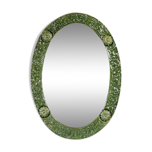 Miroir ovale en céramique - verte