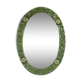 Oval green ceramic mirror - 73x51cm