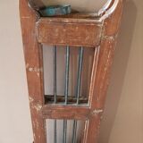 Old Burmese teak gate with openwork wrought iron panels