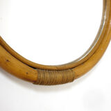 Round bamboo mirror from the 70s - 32x52cm