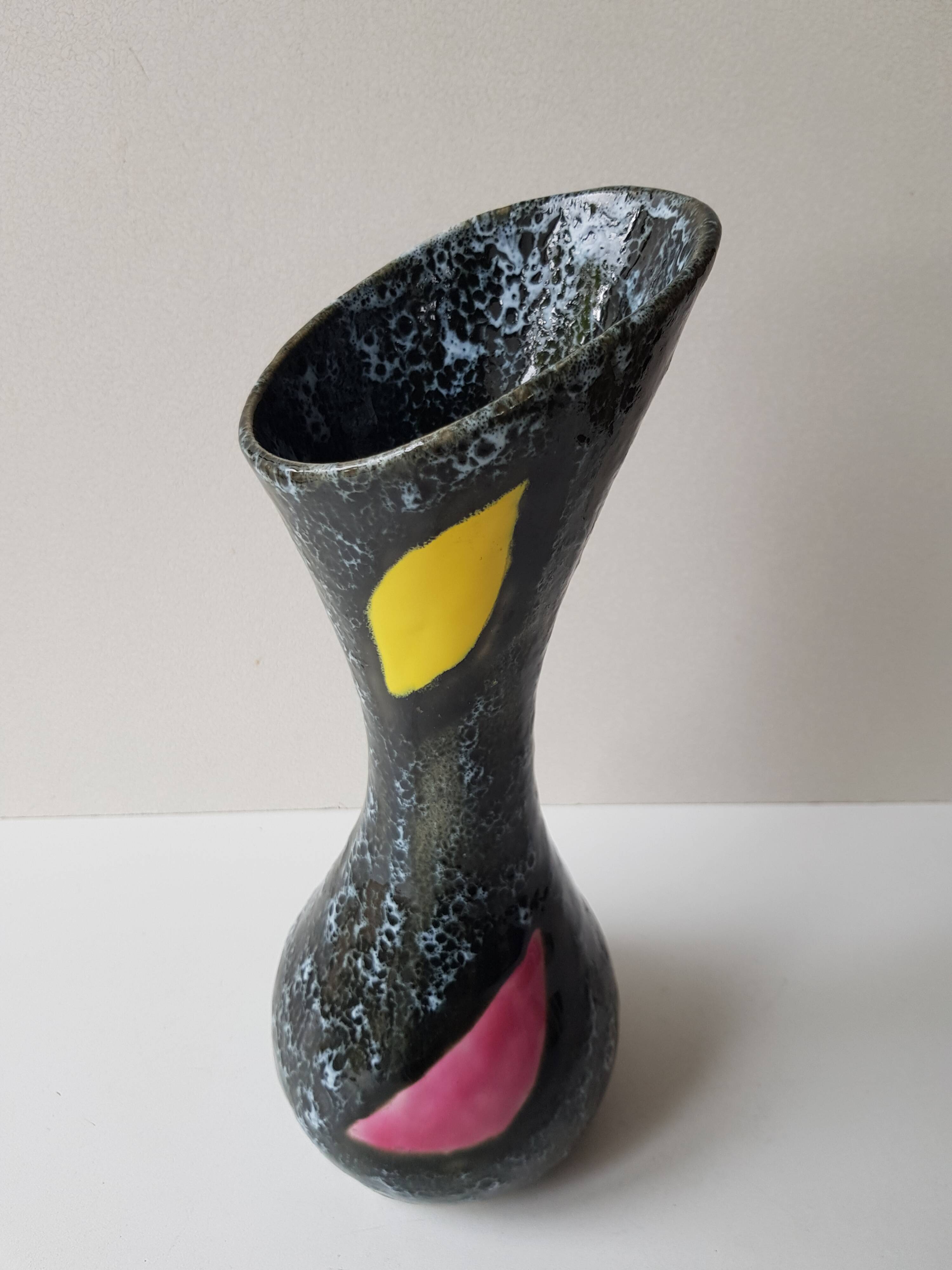 60s designer ceramic vase signed Vallauris Height 28.5cm
