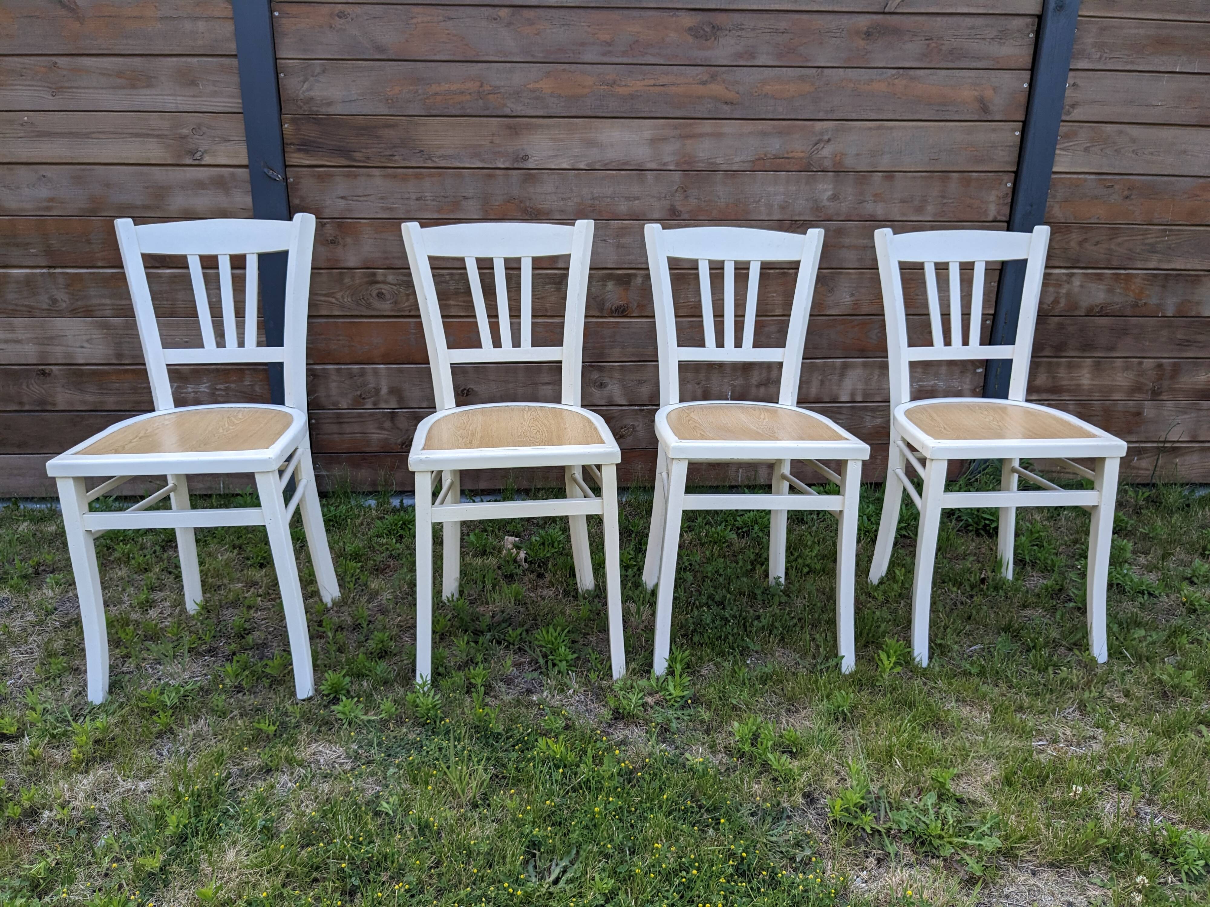 Set of 4 vintage shabby chic bistro chairs