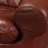 Sofa and a caramel leather armchair