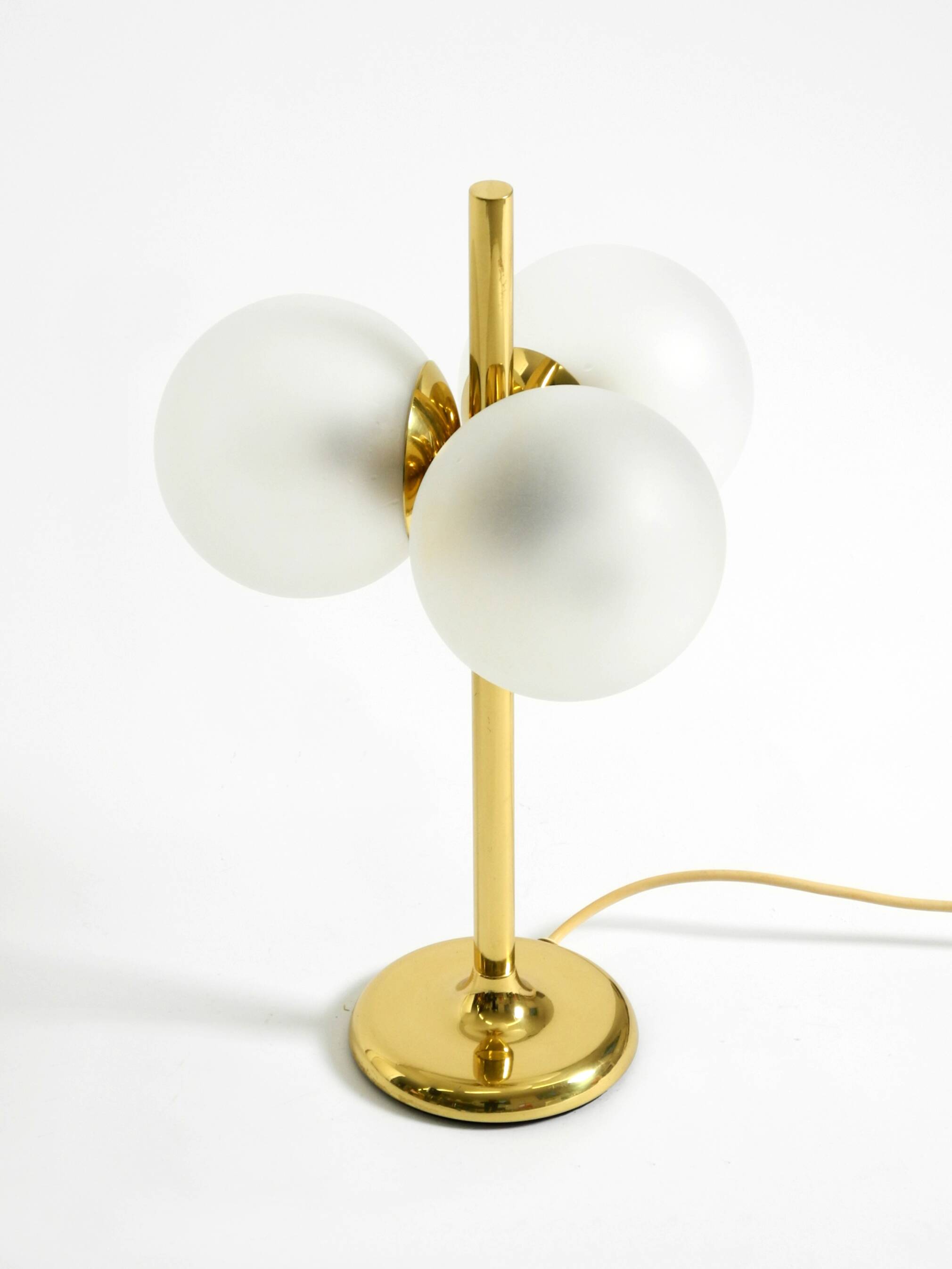 1960s Space Age brass table lamp by Kaiser Leuchten  with 3 glass globes