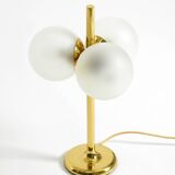 1960s Space Age brass table lamp by Kaiser Leuchten  with 3 glass globes