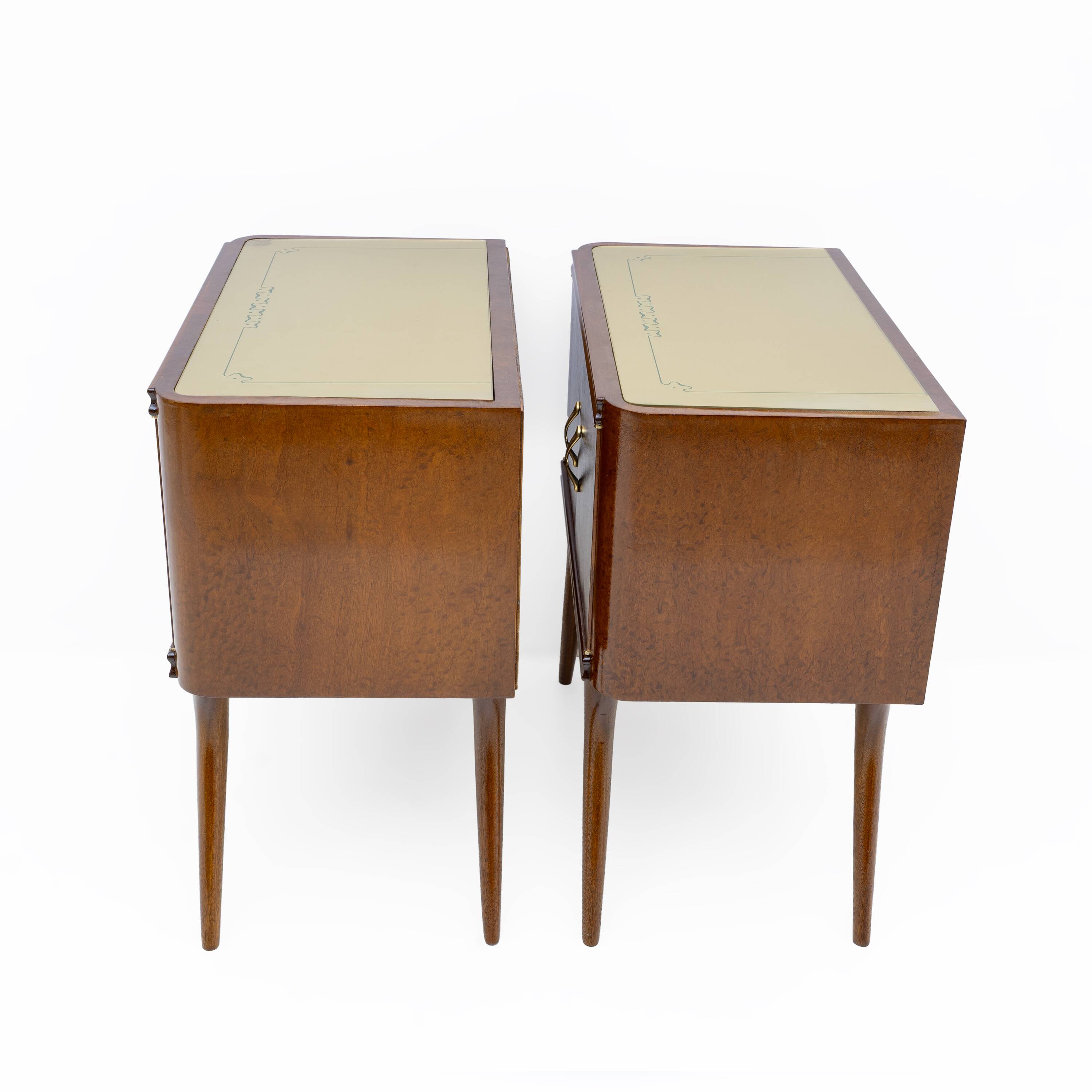 Pair of Mid-Century Modern Italian Walnut and Thuja Root Nightstands, 1950s