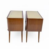Pair of Mid-Century Modern Italian Walnut and Thuja Root Nightstands, 1950s