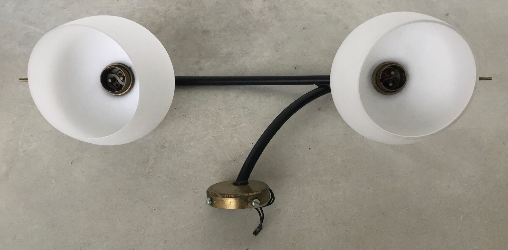Double wall light of the house Arlus - brass and black metal - 1950