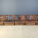 Vintage 5 pc leather DS46 modular sofa by De Sede, 1970s