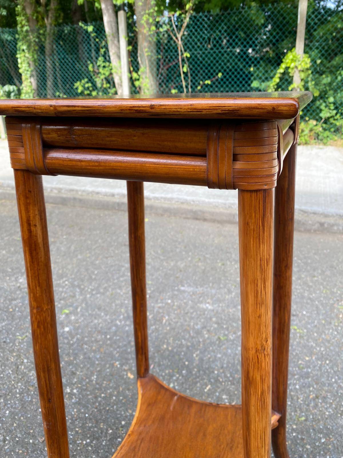 Vintage Art Nouveau shelf in solid wood and bamboo Maugrion Fran