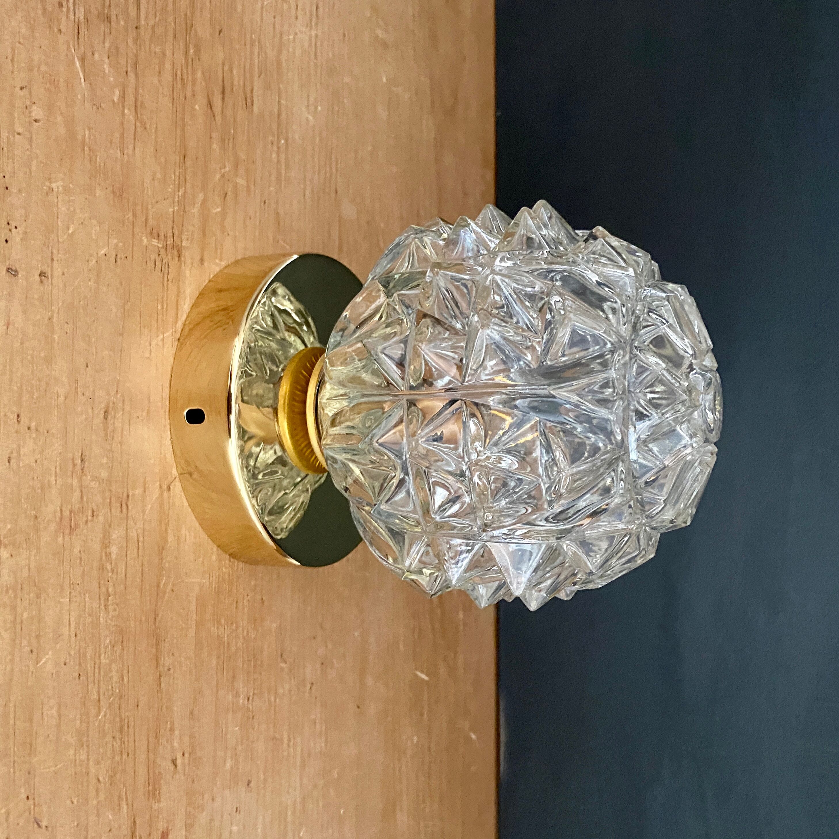 Vintage globe wall lamp, ceiling lamp in molded glass