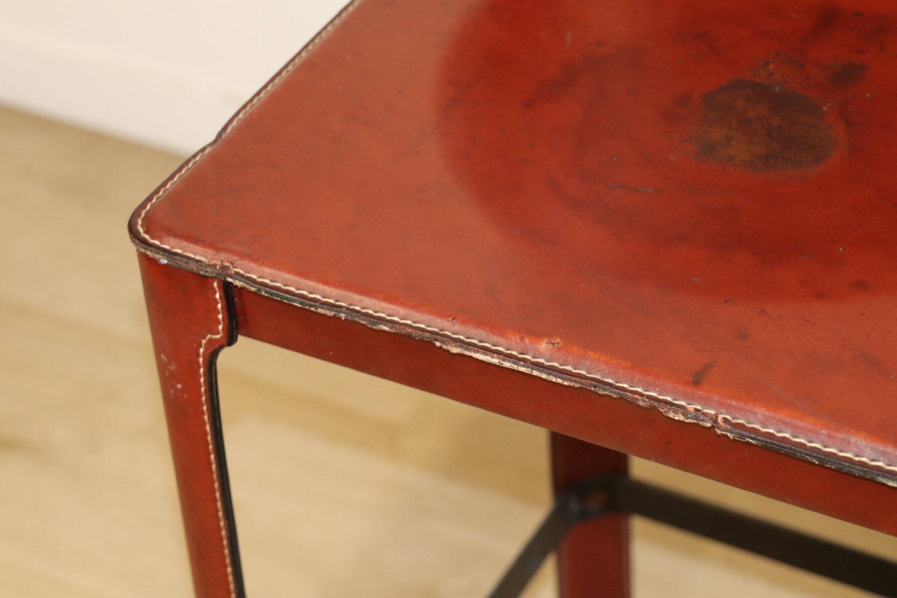 Matteo Grassi high stool in leather and metal