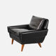 Mid Century Black Leather and Teak Scandinavian Armchair, Denmark, circa 1970