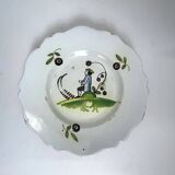Old Grenoble earthenware plate, 19th century coachman decor