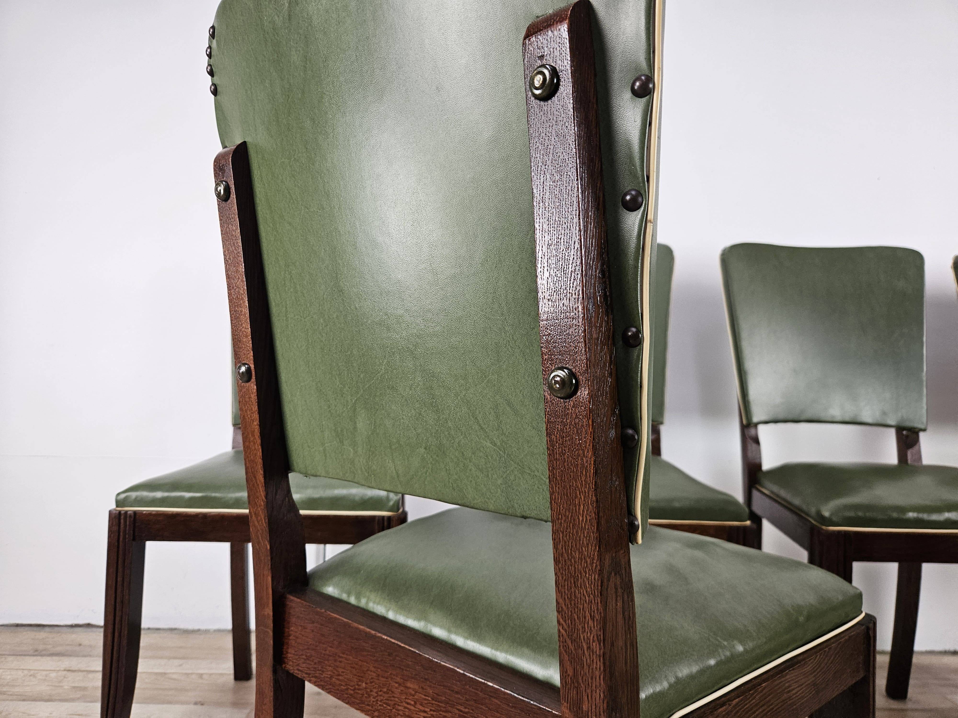 Set of 8 Art Decò oak dining chairs, 1950