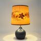 Lampe vintage en grès céramique bleu lavande - abat-jour fleurs séchées
