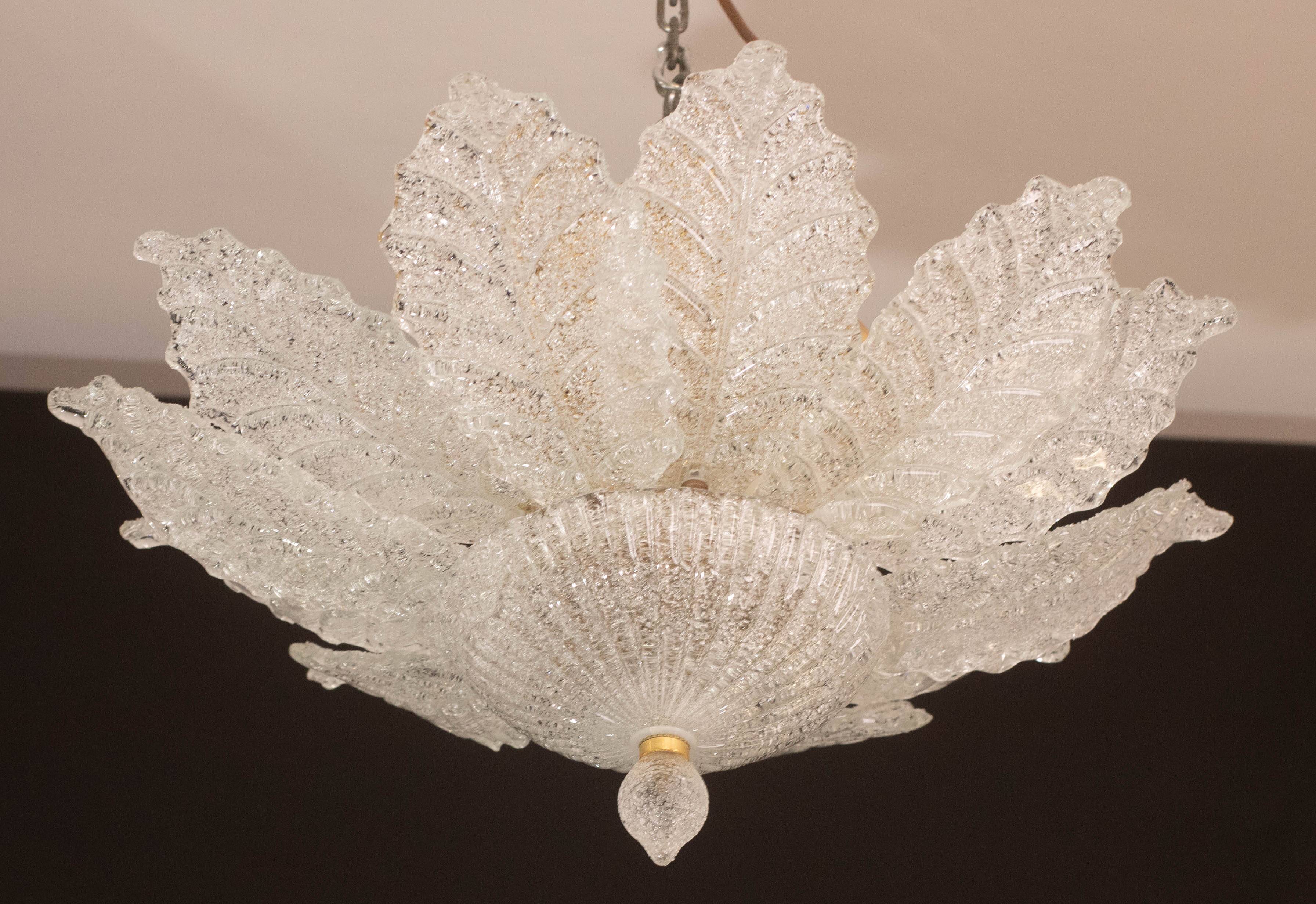 Ischia, Murano Clear trasparent Vintage Glass Ceiling Light, 1970s