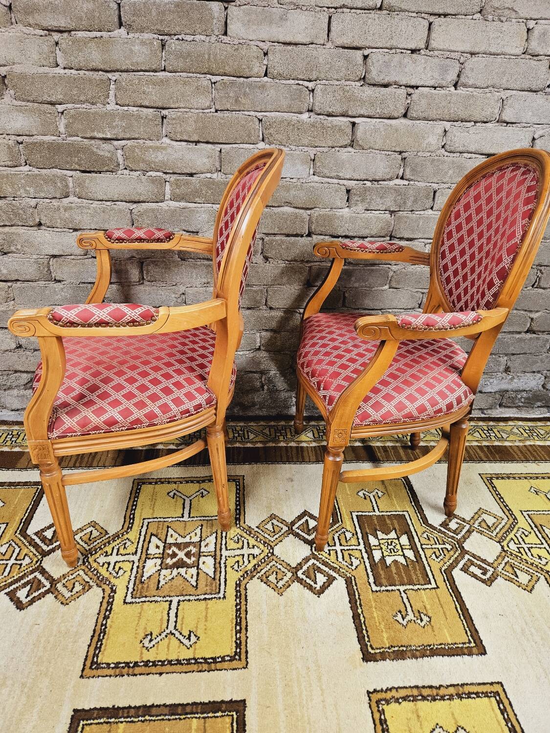 Pair of Louis XV style Medallion armchairs