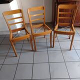 3 Monobloc straw bistro chairs from the 60s/70s