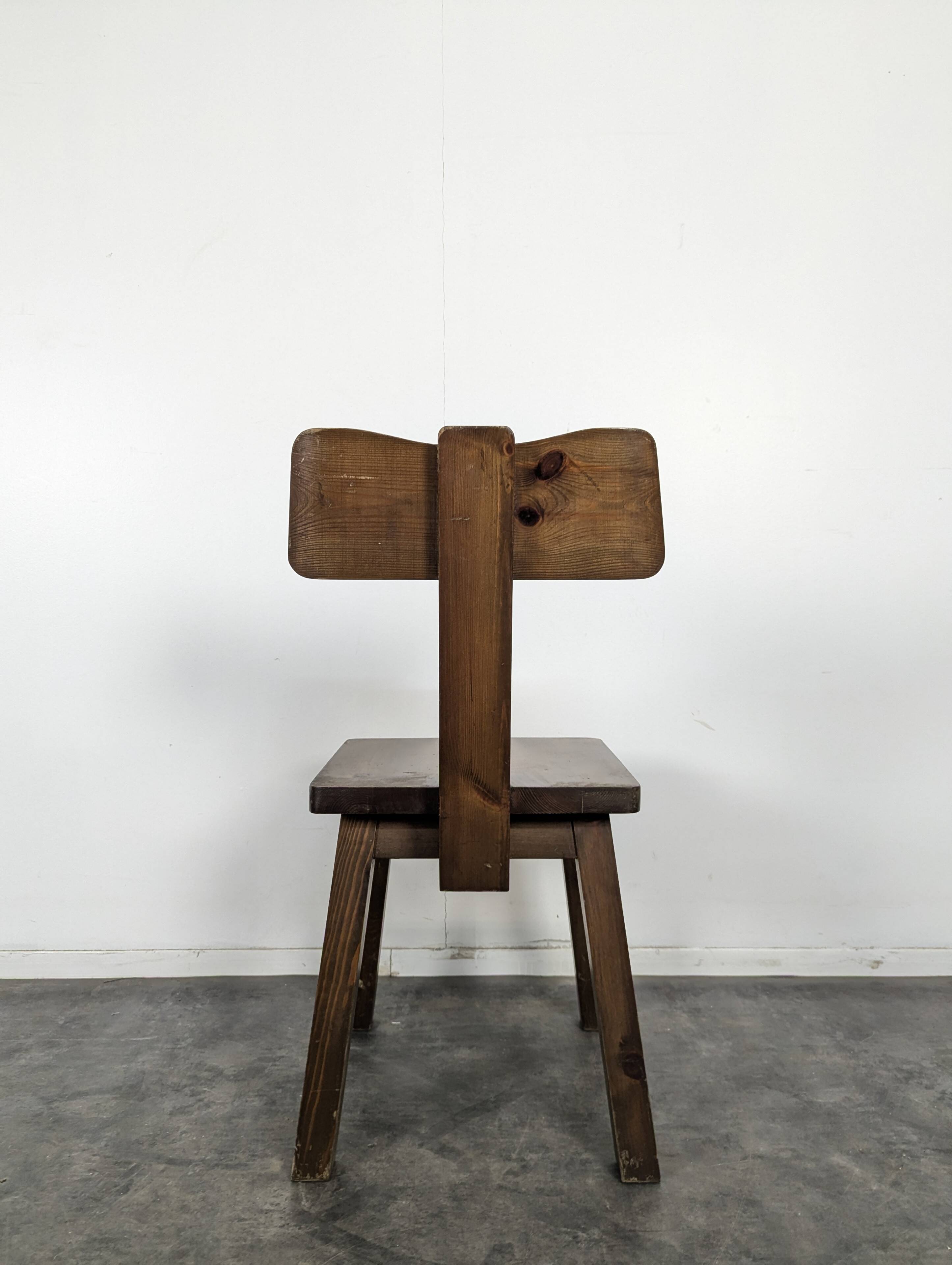 6 brutalist chairs in solid elm