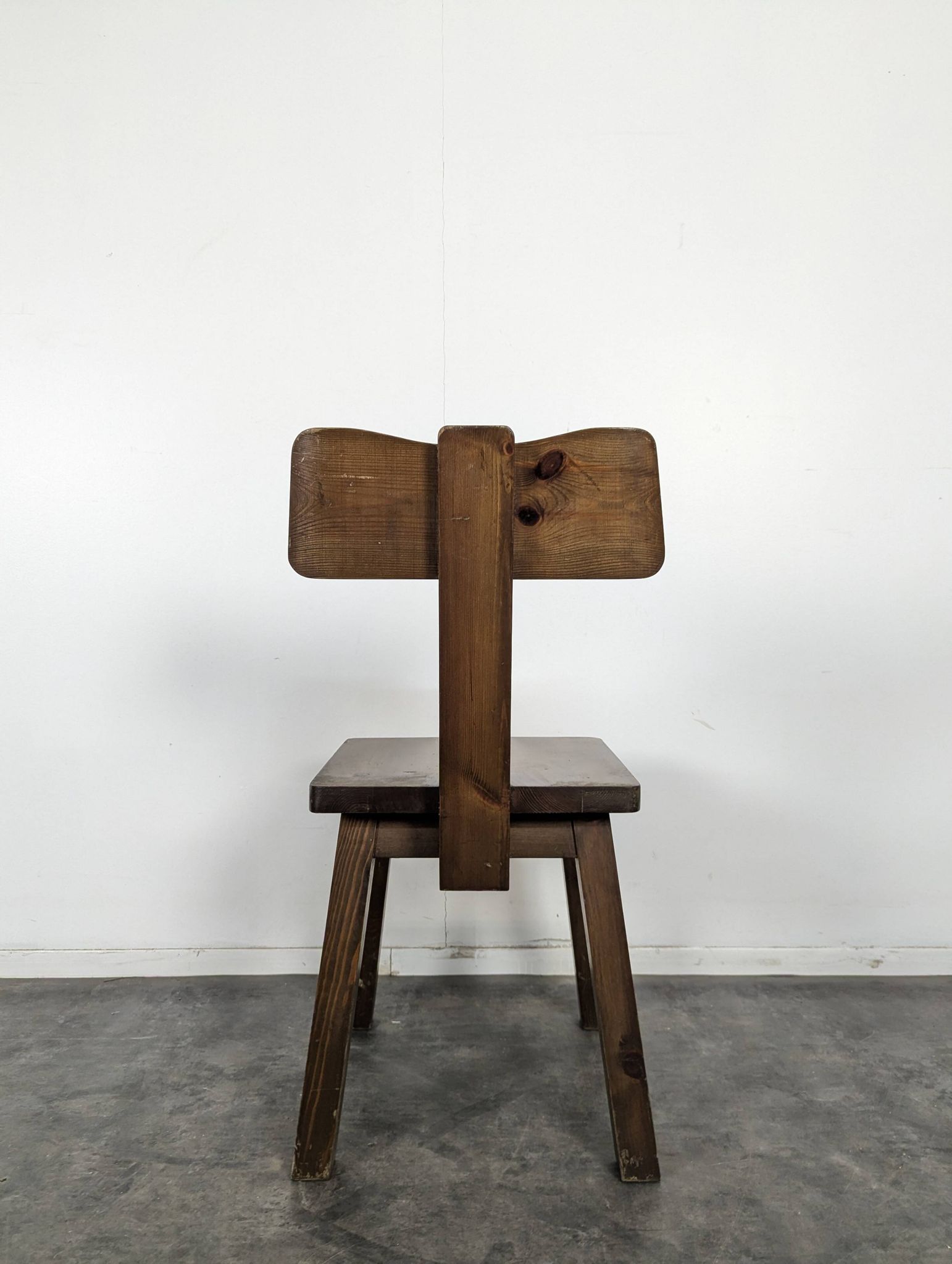 6 brutalist chairs in solid elm