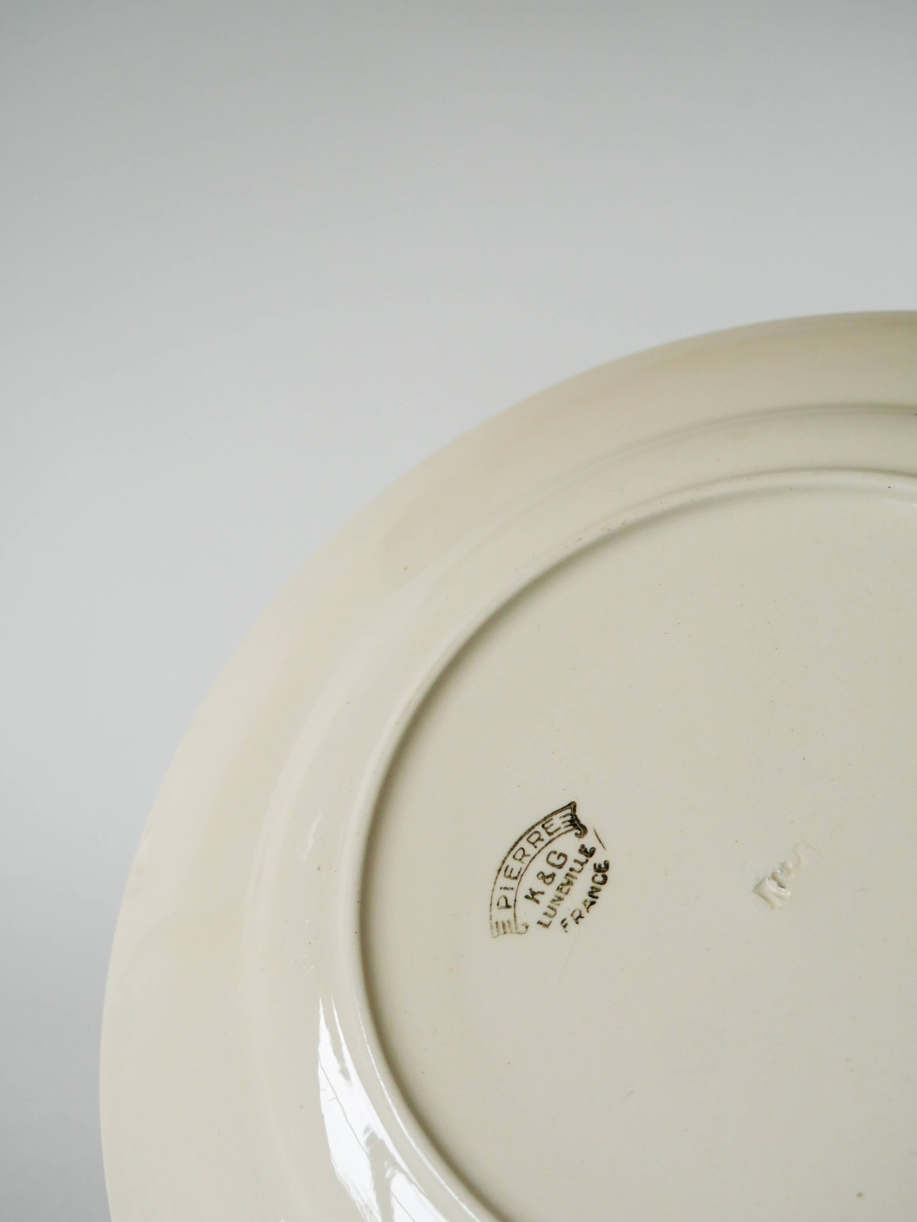 Round dish, Lunéville model E Pierrée, 1940