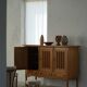 Brutalist oak sideboard, mid-century Danish design, Kjærnulf style, 1960s.