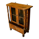 Vitrine bijoutier marron sur pieds meuble de metier bois teck inde