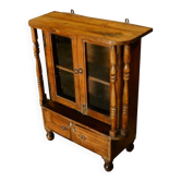 Brown jeweler's display case on legs, teak wood trade furniture, India
