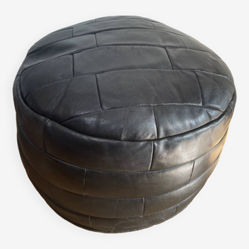 Pouf / Footrest black patchwork leather De Sede