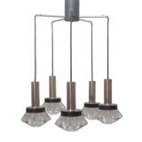 1970s pendant cascade lamp in chrome and glass