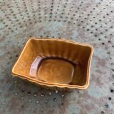 Rectangular glazed ceramic barbotine dish for asparagus sauce, asparagus patterns