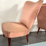 Italian vintage pair of pink club armchairs