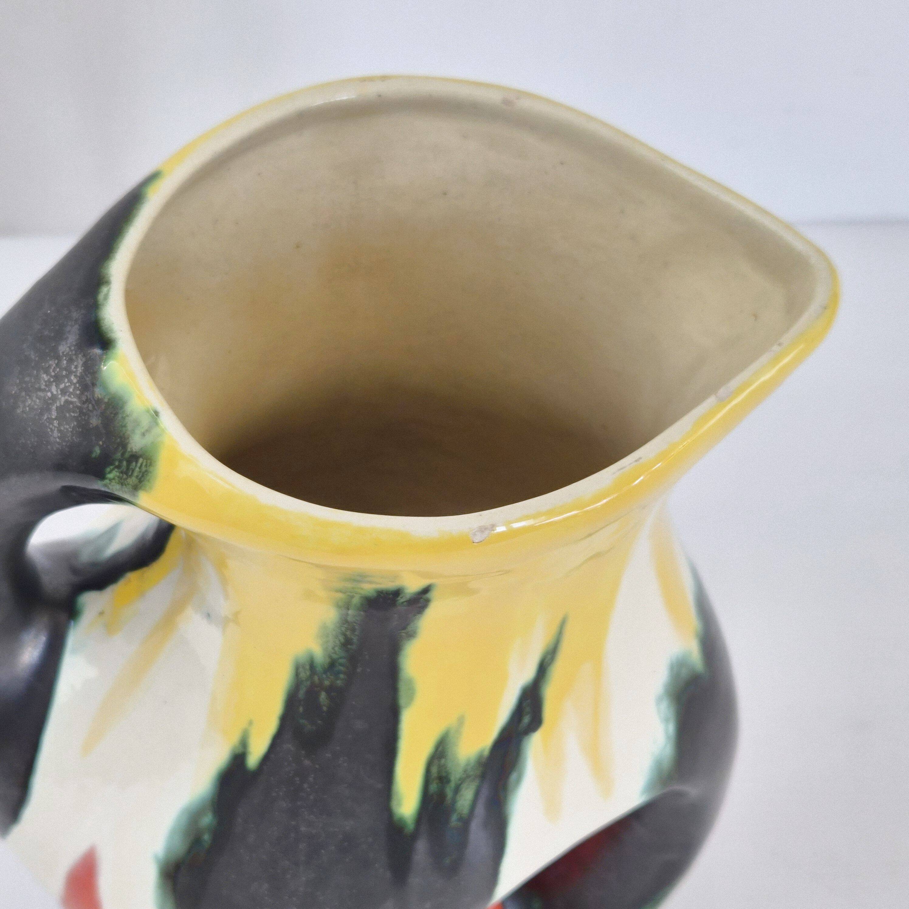 VASE SHAPED PITCHER VINTAGE 1950 CERAMIC SAINTE-RADEGONDE TOURAINE 50S 1950S