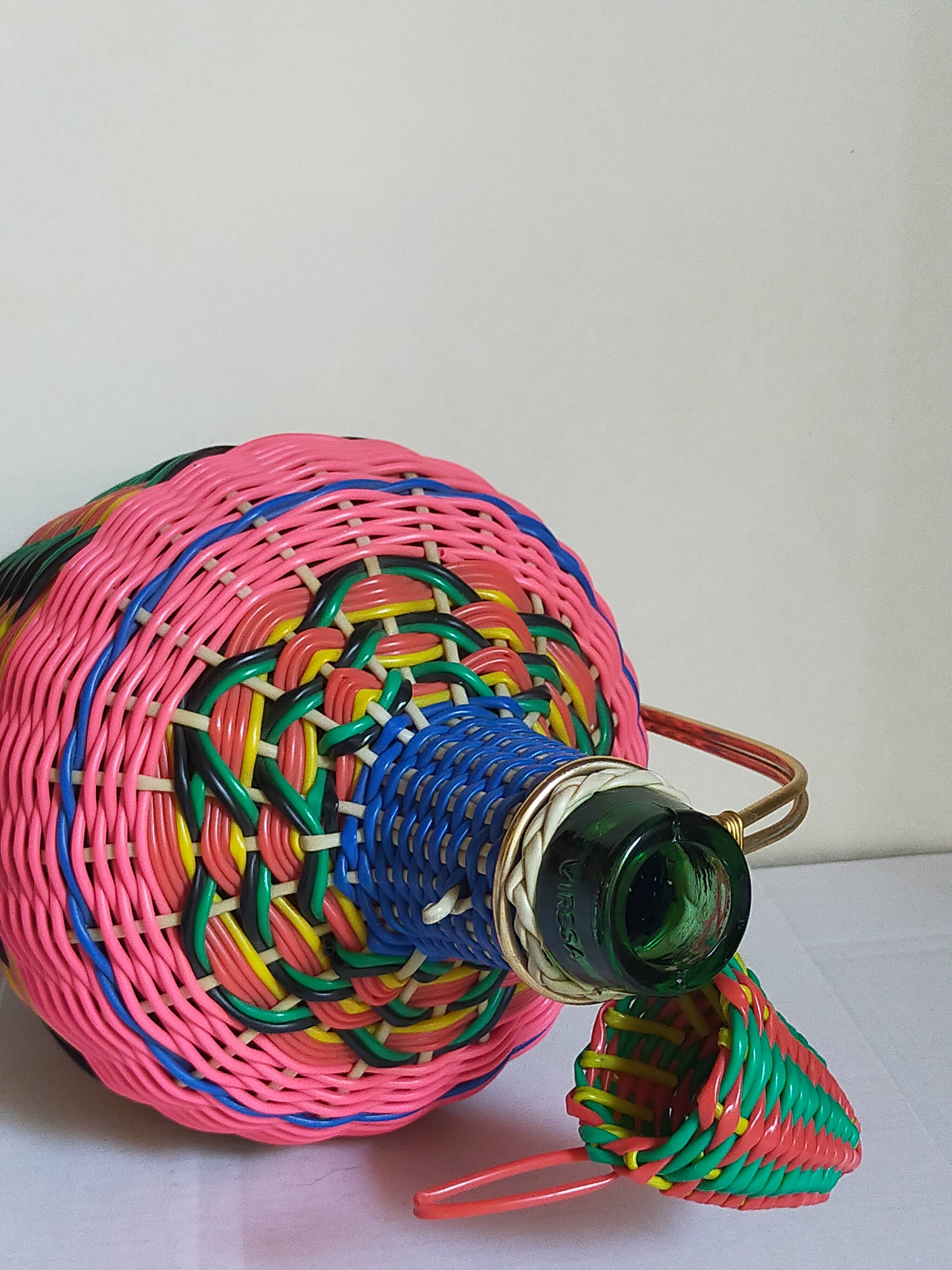 Dame-Jeanne scoubidou vintage 4 liters