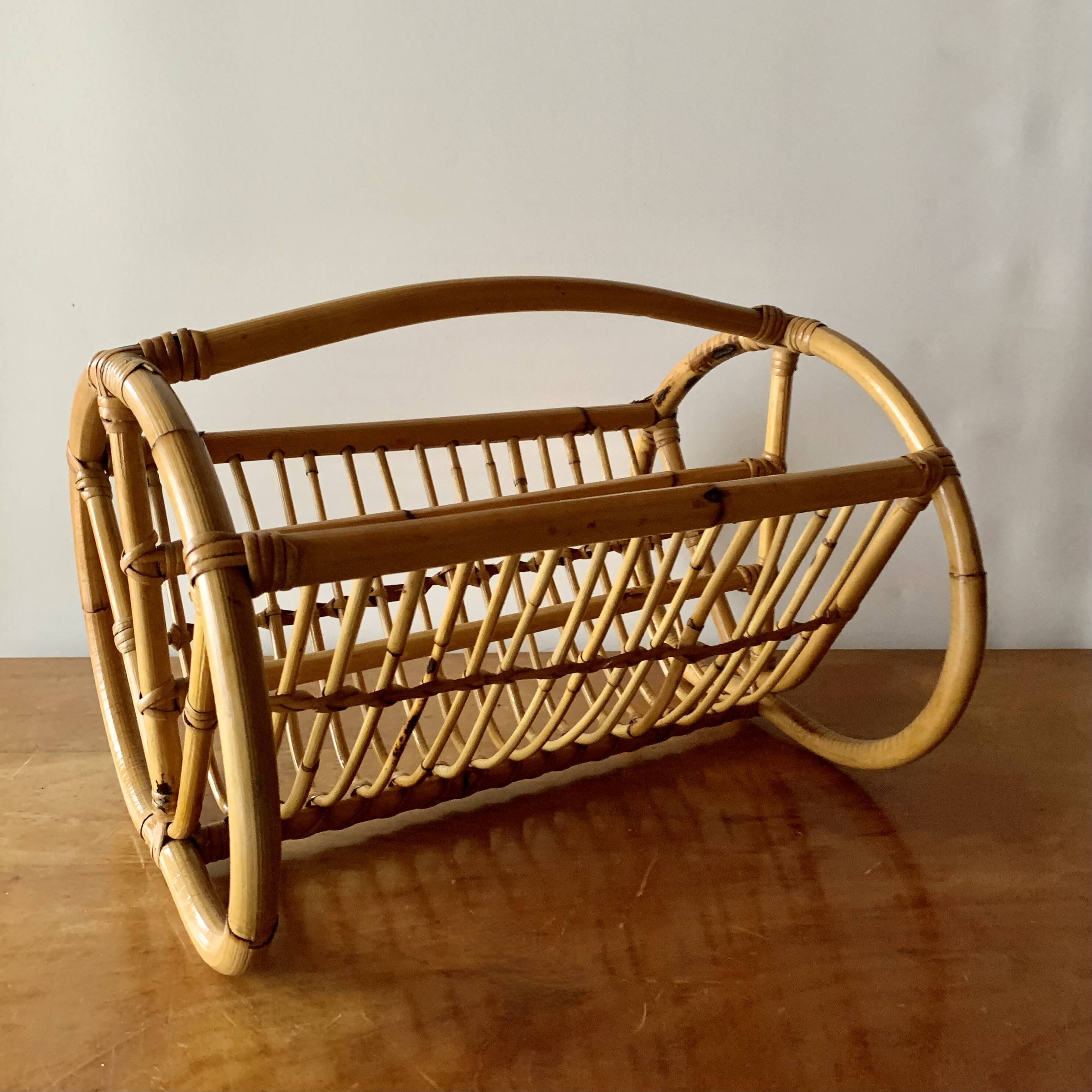 Vintage bamboo magazine rack
